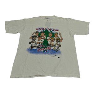 VTG Salem Sportswear 1989 Battle of the Bay Athletics vs Giants T-Shirt Size L